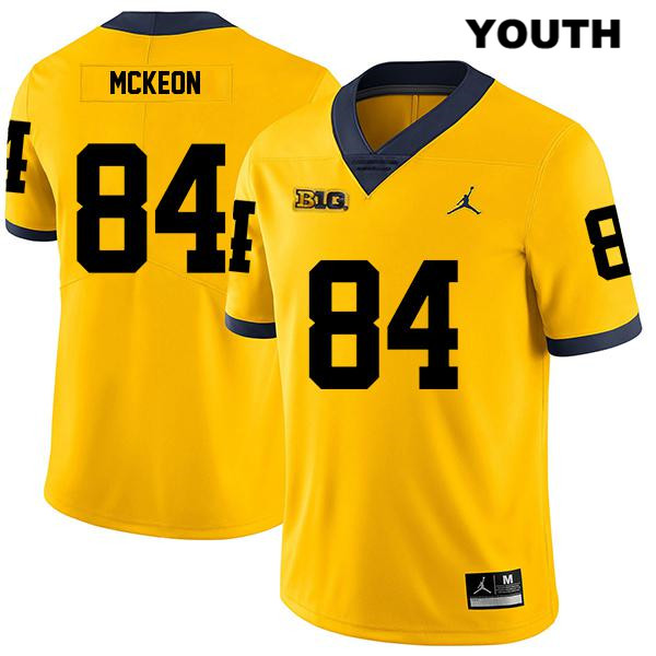 Youth NCAA Michigan Wolverines Sean McKeon #84 Yellow Jordan Brand Authentic Stitched Legend Football College Jersey HU25Y43EW